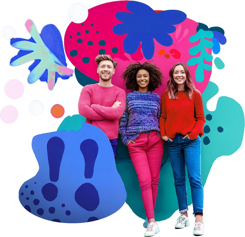 People with colorful background